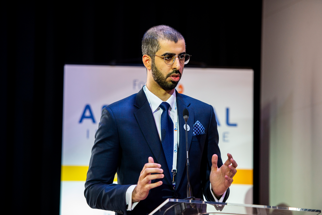 UAE's AI minister speaking at the European AI Summit 2018